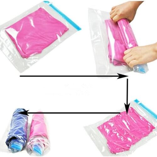 Vacuum Storage Organizer Save Space Saver Container Seal Compressed Roll Bag For Clothes Easy Travel Portable Bag