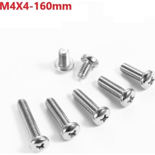 M4 304 Stainless Steel Cross Recessed Round Head Screws 4mmx 4 5 6 10 12 14 16 55 100 110 120 130 140 150 160mm Pan Head Screws