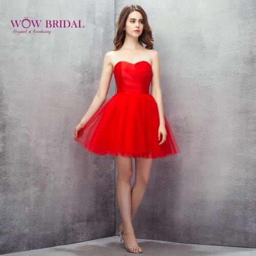 Wowbridal Red Short Tulle Homecoming Dresses 2021 New Junior High 8th Grade Graduation Dresses Fluffy Sweetheart Short Dress