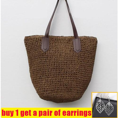Women Bohemian Handbag Lady Summer Beach Straw Bags Female Weave Shopping Shoulder Bag Large Capacity Handmade Casual Totes Bag