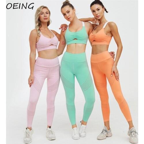 Womens Yoga Set 2 Pieces Spamdex High Waist Gym Clothes Seamless Legging Sport Wear