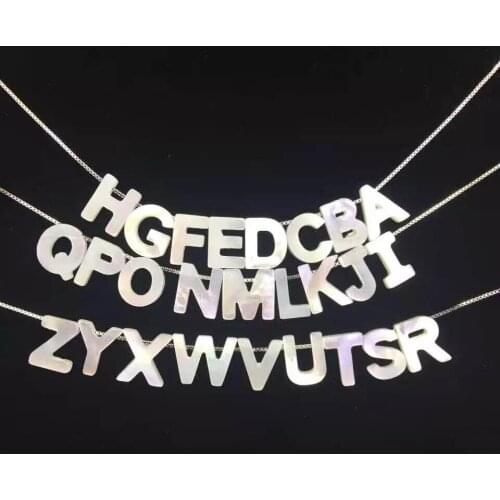 1 set/lot ) New MOP Shell Beads Carved Cute 26 Letter Shape Pendant focal Beads