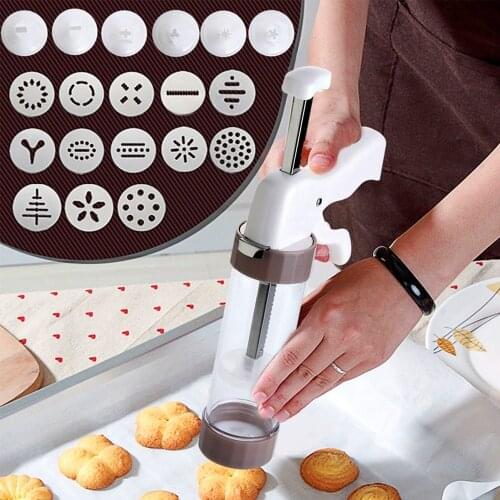 1Set Cookie Press Kit Biscuit Maker Gun Cake Mold Pastry Syringe Extruder Nozzles For DIY Making Cookies Tools Cake Decoration