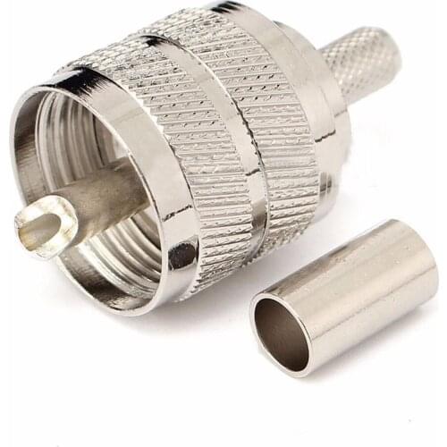 10 Pcs Connector UHF Male Pl259 Plug Crimp RG58 RG142 LMR195 Cable Straight