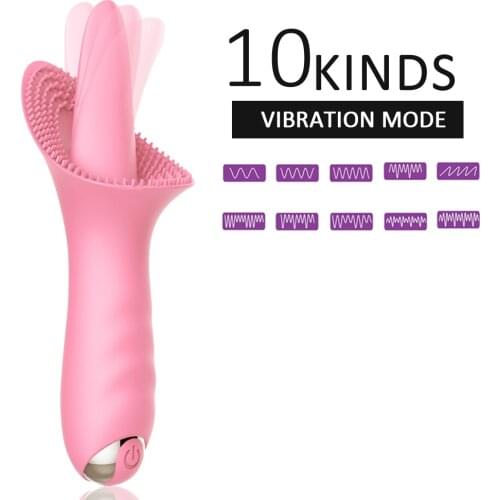 10 Speed Tongue Licking Clitoral Vibrating Massager Vibration Massage Wand Adult Games Toy for Women Beauty Health Product Tool