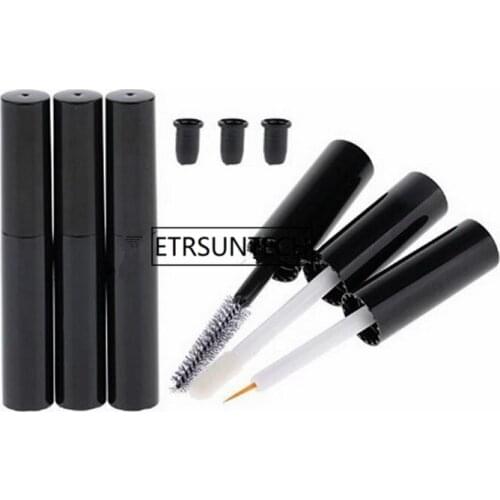 100pcs 4ML Black Lip Gloss Tube, Black Mascara Bottle, Black Eyeliner Pen, Empty Cosmetic Packing Bottle F2975