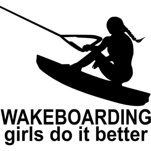 16.5CM*15.2CM Wakeboarding Girls Do It Better Chick Stylings Funny Girl Boating Vinyl Decals Car Stickers Black Sliver C8-0911