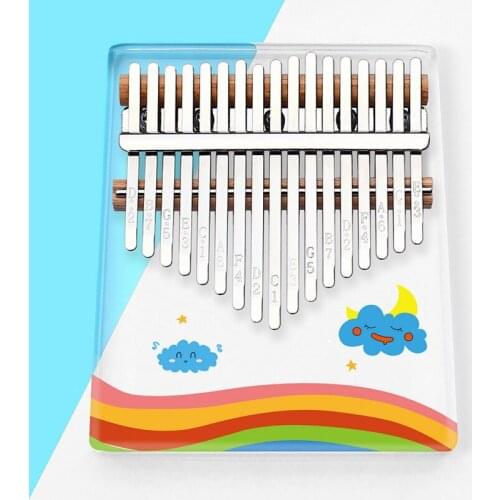 Kalimba 17 Keys,Crystal Painted Transparent Thumb Piano Starter Finger Piano with Kalimba Case Tune Hammer Study Booklet Case