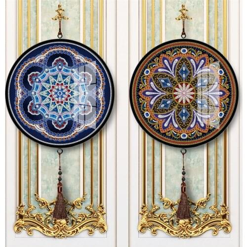 2pcs DIY round framed diamond painting Mandala Rhinestones cross stitch kit wall painting vintage home decoration