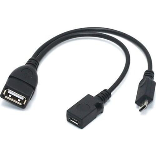 2 In 1 OTG Micro USB Host Power Y Splitter USB Adapter to Micro 5 Pin Male Female Cable DQ-Drop