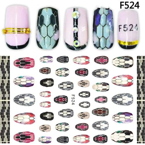 7 Sheets 3D Design Nails Art Sticker Snake Texture Cobra Skin Style Unicorn Nail Stickers Wraps Foil Sticker Manicure Tips