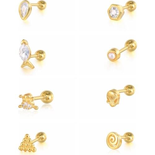 Aide 1pcs 925 Sterling Silver Stud Earring For Women Pendientes Plata 925 Zircon Piercing Cute Mini Earings Fine Jewelry Gifts