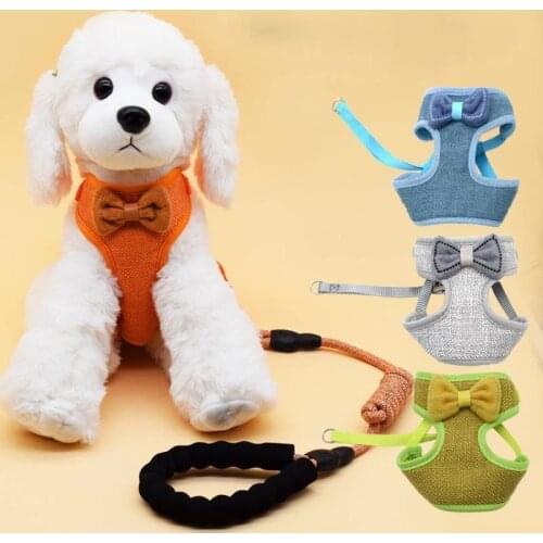 Dog Accessories Collars Personalised Dog Collar Bow Tie Harness and Leash Set Puppy Cat Vest Cute Safety Pet Chest Straps