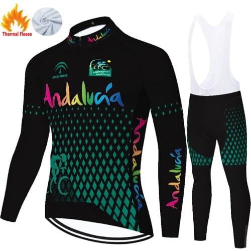 Andalucia Winter Thermal Fleece Equipamento Jersey Equipos Maillot Uniforme Completo Ciclismo Estivo Ropa Ciclismo Hombre