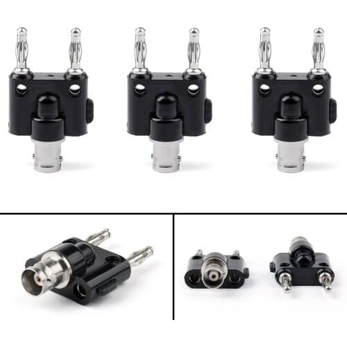 Artudatech 3PCS BNC Female Jack to Two Dual Banana Plug Binding Coaxial Adapter Connector