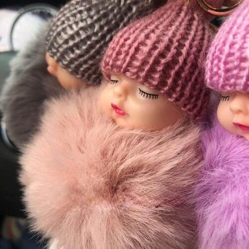 Sleeping doll car keychain cute doll pendant girl heart cartoon bag ornament small gift