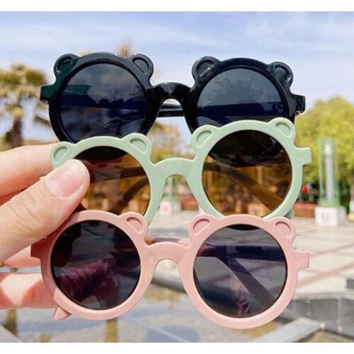Childrens Colorful Lovely Sunglasses Girls 2021 Fashion Cartoon Bear Shape Sun Glasses Kids Boy Baby Round Cute Eyewears Shades