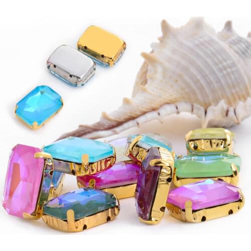 Octangle Shape Rhinestones Shiny Glass Strass Claw Set Flatback Needle Work Rhinestones Clothes Decoration Beads