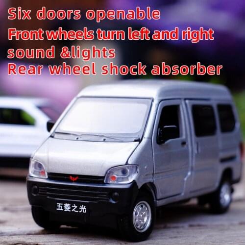 Toy Car 1:32 Scale Wuling Light Minivan Metal Alloy Diecast Car Model Miniature Model With Sound Light Model For Children Car