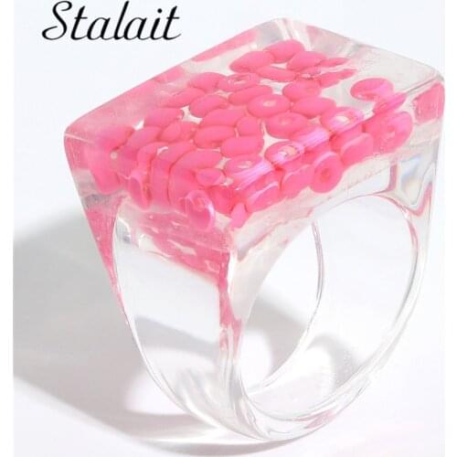 Trendy Color Solid Color Resin Rings Geometry Candy Color Resin Fruit Ring Hip Hop Stackable Jewelry Small Gift Lucki Charm Ring