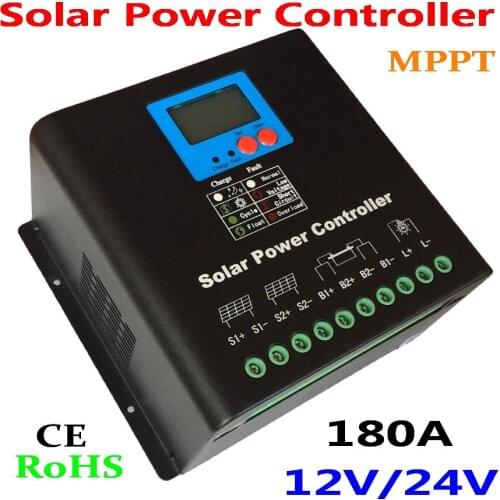 180A 12V 24V solar charge controller for use off grid solar power system!MPPT Solar Charge Controller with LED&LCD Display