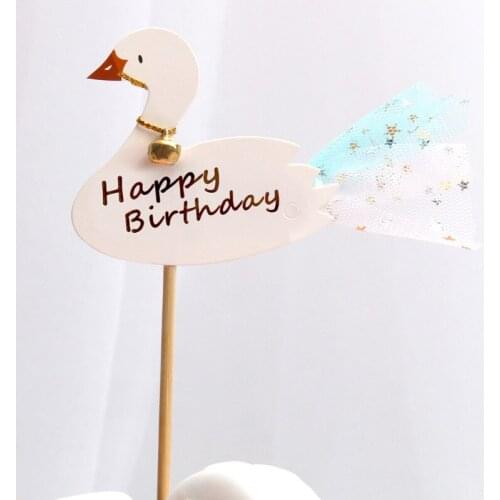 Beautiful Bell Swan cake topper decoration Star Mesh Tassel Collection Card Party Dessert Table Decoration Baking christmas