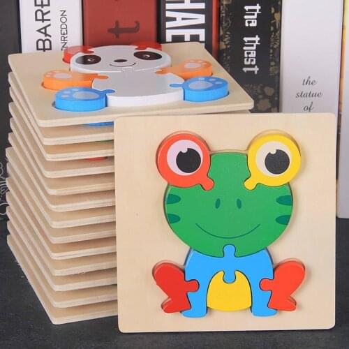 Creative Wooden Puzzle Toys For Children Developing Jigsaw Educational Kids Toys Game Cartoon Animal Gifts For Kids