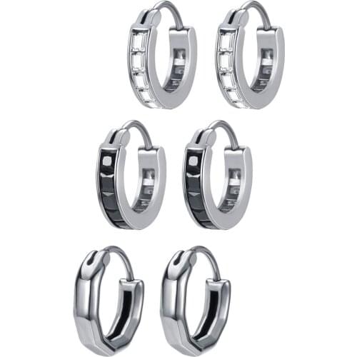 ZS Punk Rock Serise Earrings Studs Stainless Steel Round Earrings Studs And Rings 316L Steel Piercing Hoop Ear Rings