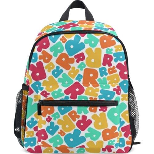 2020 Cute Children Backpack Letter R Mosaic Bags Kids Baby School Bags Cute Schoolbag for Kindergarten Girls boys Bag Hot sale