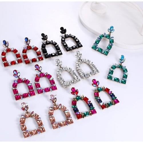 Fashion Exaggerated Luxury Geometric Colorful Hollow Pendant Earrings for Women Men Jewelry