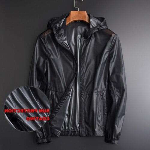 Summer Men Luxury Uv Coating Fabric Hooded Waterproof Prevent Bask In Mens Jackets And Coats Plus Size 3XL 4XL