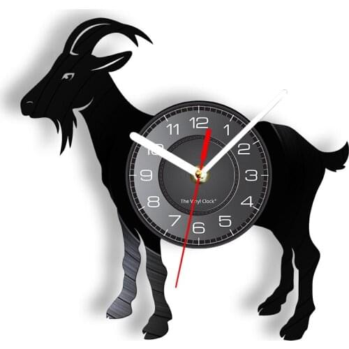 Goat Silhouette Vinyl Record Wall Clock Antelope Impala Gentle Animals Longplay Record Wall Watch Black Home Hanging Decoration
