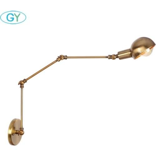 Industrial Art Deco Wall Light Oil Brass Finish Swing Arm Wall Picture Lamp E27 Vintage Gold Sconces