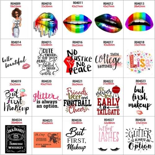 New Charm Fashion Letters Acrylic Flatback Planar Resin Printed 10pcs/lot for DIY Kids Decoration Crafts Accessori R0401 R0402