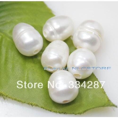 Bulk lot 100pcs 2mm hole natural white freshwater larger growth pearl loose bead