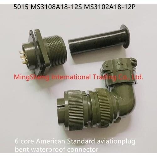 Original new 100% 5015 MS3108A18-12S MS3102A18-12P 6 American Standard aviationplug bent core waterproof connector