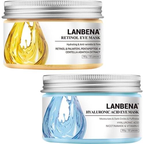 LANBENA Retinol Hyaluronic Acid VC Eye Mask Eye Patches Repair Eye Lines Reduces Dark Circles Bags Nourish Hydration Eye Care