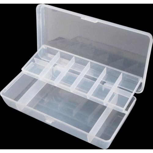 1pcs Double-deck Fly Fishing Box Plastic Storage Case Lure Spoon Hook Bait Tackle Connector Pesca Waterproof Fishing Tackle