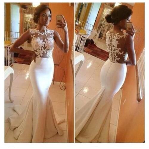 Simple Mermaid Wedding Dress Lace Spaghetti Strap Open Back Zip Bridal Gown Sweep Train Stain Customize Wedding Dresses