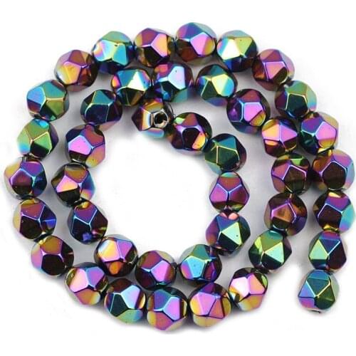 Multicolored Faceted Round Natural Hematite Stone Loose Spacer Beads For Trendy Jewelry Making Diy Bracelet Pendant 3/4/6/8MM