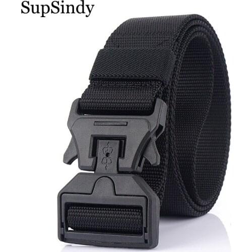 SupSindy Men Military Combat nylon Tactical belts Quick Release magnetic Buckle jeans Waistband Training canvas belt male strap