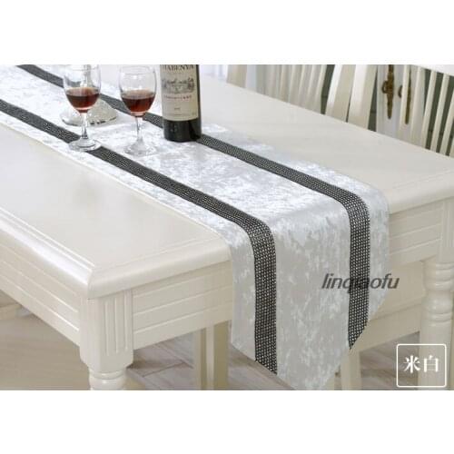 Modern Chinese dining table and table runner. Tea table decoration bed runner