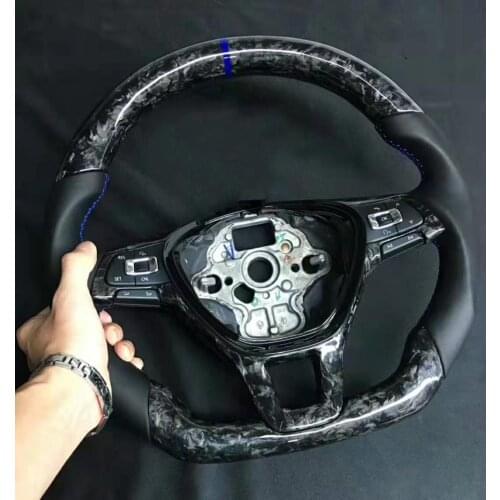 Cuatomized Real Forged Carbon Fiber Sports Steering Wheel Alcantara Leather compatible for Volkswagen Passat Variant 2015-2020
