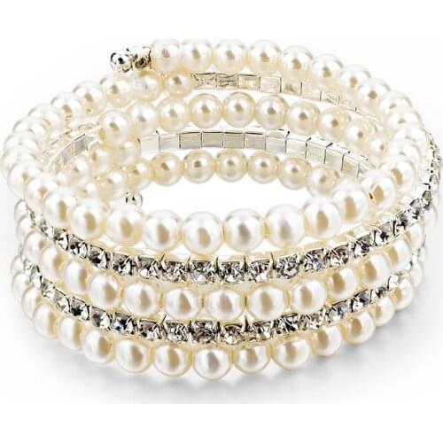 Szelam Simulated Pearl Bracelets For Women Multi Layer Wide Austrian Crystal Bracelets & Bangles Pulseras Mujer Sbr150357