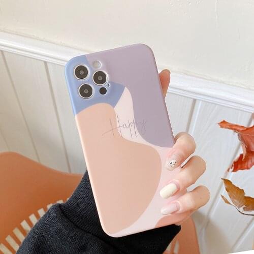 Camera Protection Art Abstract Phone Case For iPhone 11 12 Pro Mini Max X XS XR 7 8 Plus SE 2020 Style Letter Soft Liquid Cover