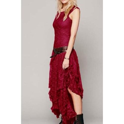 Women Lace Long Dress Ladies Round Neck Sleeveless Maxi Dresses Party Cocktail Prom Gown Dress