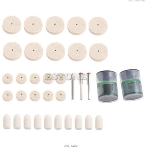 35Pcs Soft Felt Polishing Buffing Burr Wheel Kit Dremel Rotary Tools 1/8