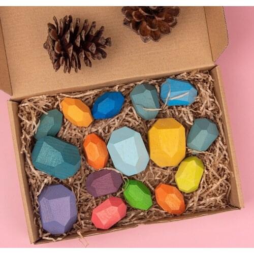 36PCS Colored Wooden Jenga Baby Education Toy Building Block Pine/Beech Stacked Stone Baby Stacking Game Balancing Toy for Kids