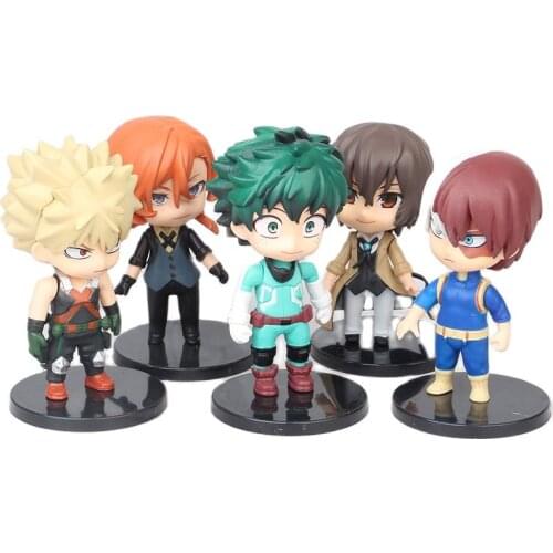 5pcs/Set 10cm My Hero Academia Izuku Midoriya Bakugou Katsuki Todoroki Shoto Ochaco Figuras Anime Q Version Kawaii Figures Toys