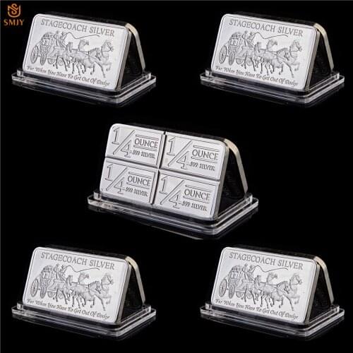 5Pcs/Lot Northwest Territories Mint Replica Stagecoach 1/4 Ounce 999 Silver Divisible Bar Collectibles Medallion Bar Value